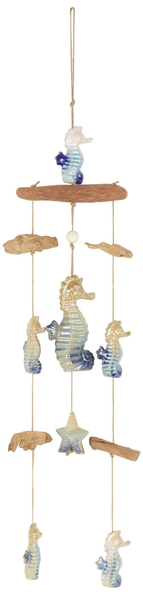Image 5 Blue Ceramic Coastal Windchime, 9" x 2" x 41" more views