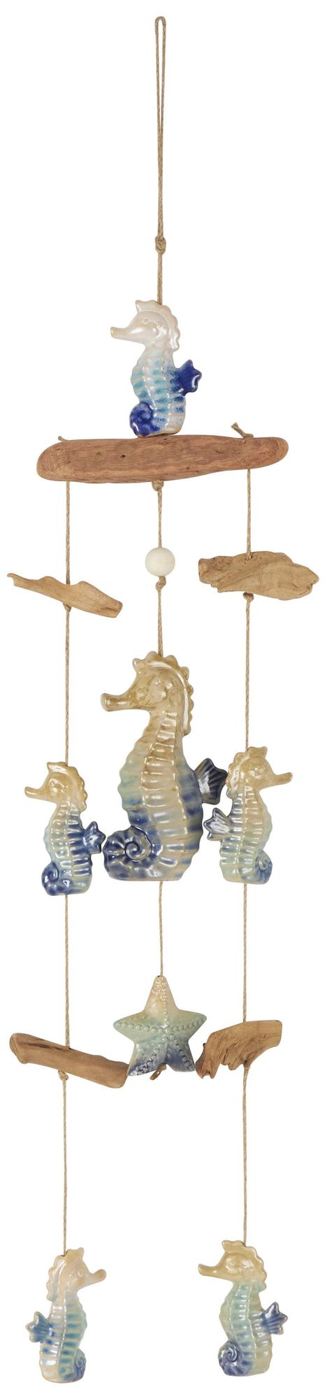 Image 6 Blue Ceramic Coastal Windchime, 9" x 2" x 41" more views
