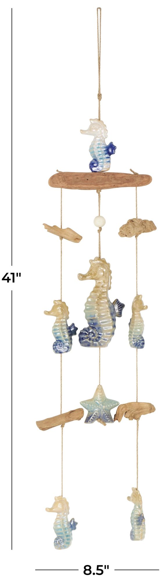 Image 7 Blue Ceramic Coastal Windchime, 9" x 2" x 41" more views