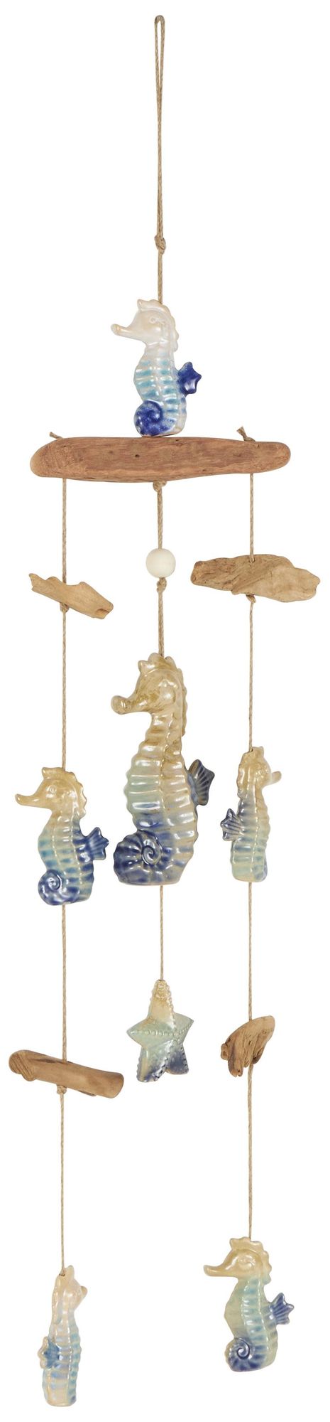 Blue Ceramic Coastal Windchime, 9" x 2" x 41"
