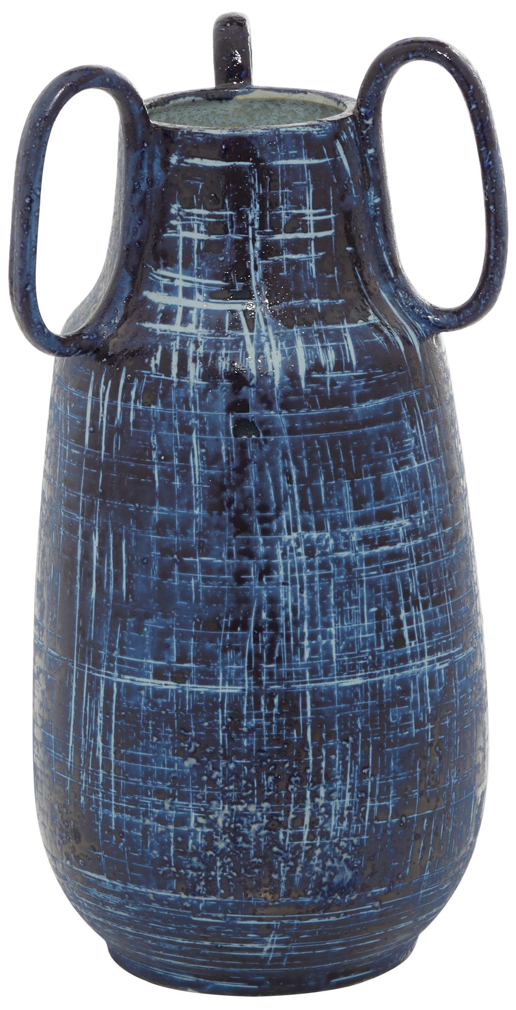 Image 2 Blue Ceramic Contemporary Vase, 6" x 6" x 13"