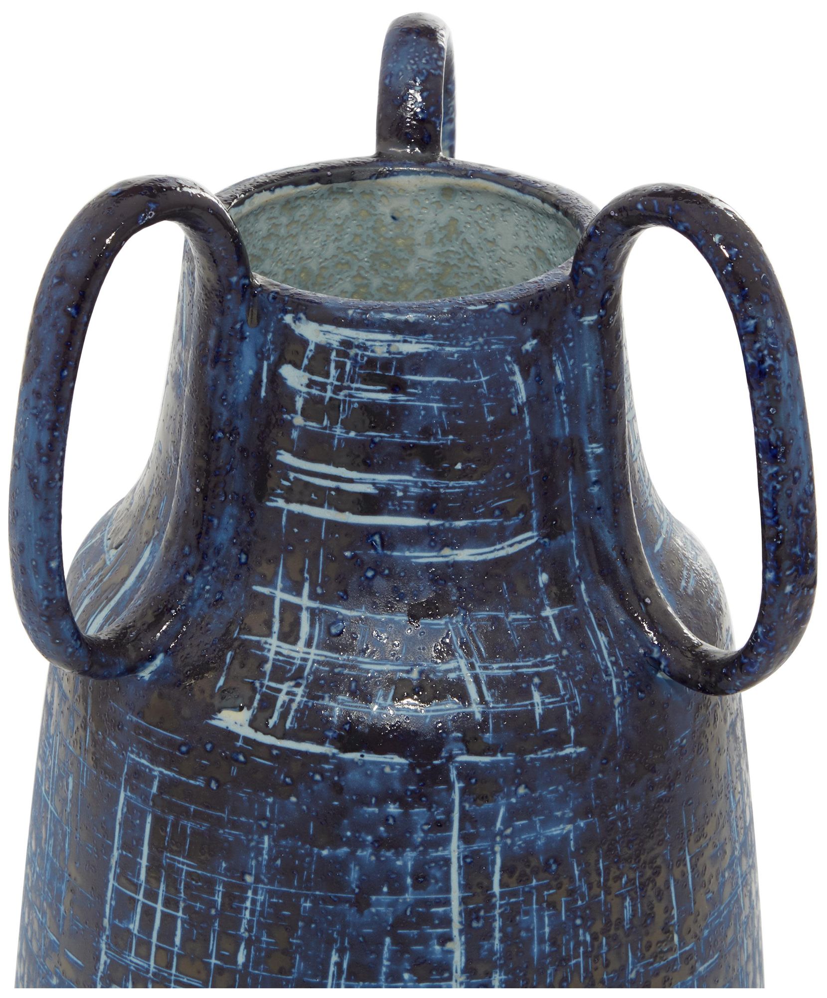 Image 3 Blue Ceramic Contemporary Vase, 6" x 6" x 13" more views