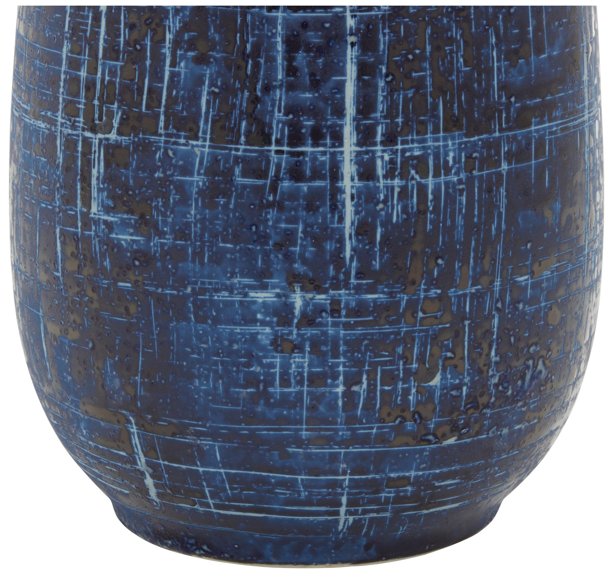 Image 4 Blue Ceramic Contemporary Vase, 6" x 6" x 13" more views