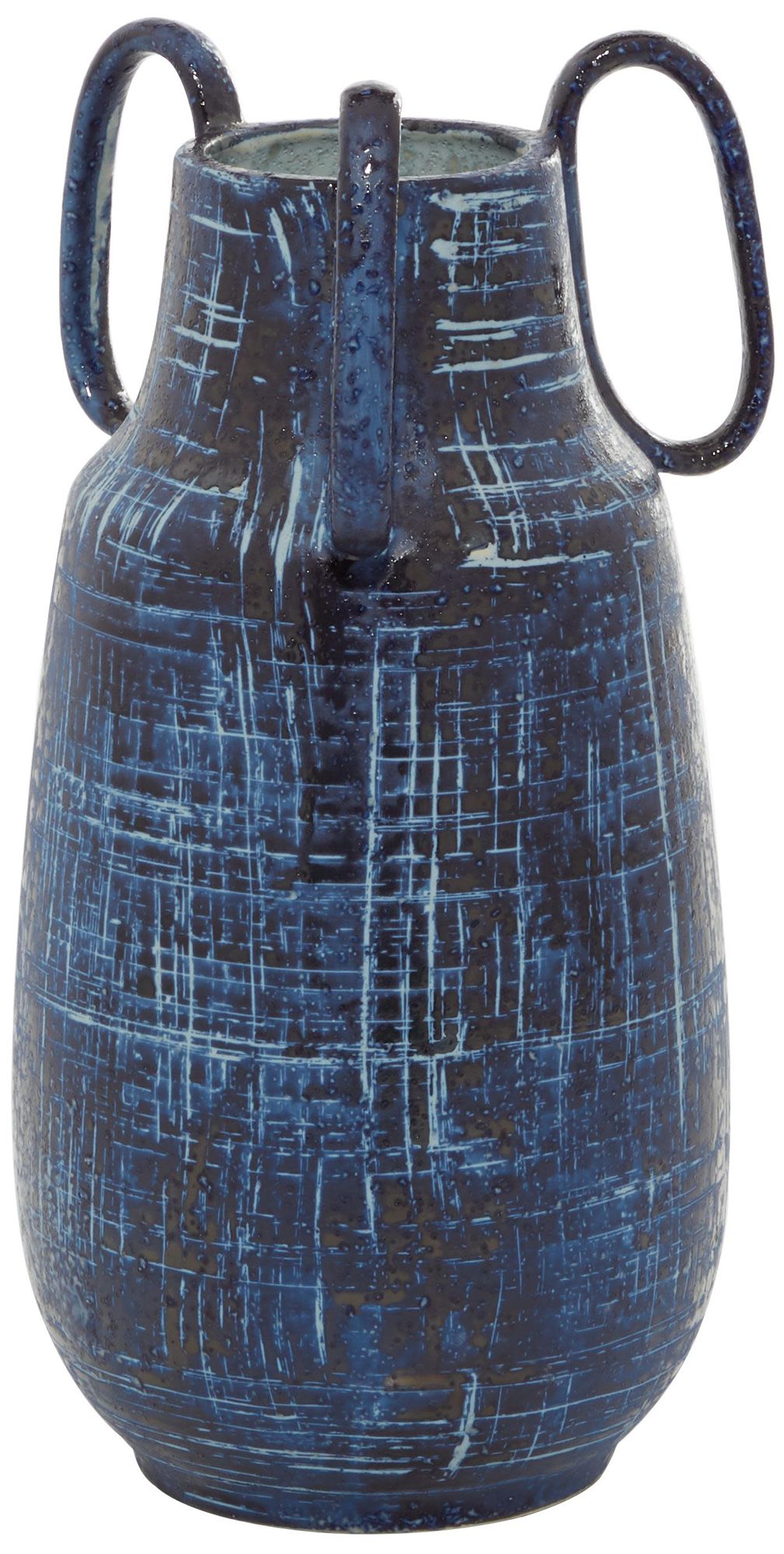 Image 5 Blue Ceramic Contemporary Vase, 6" x 6" x 13" more views