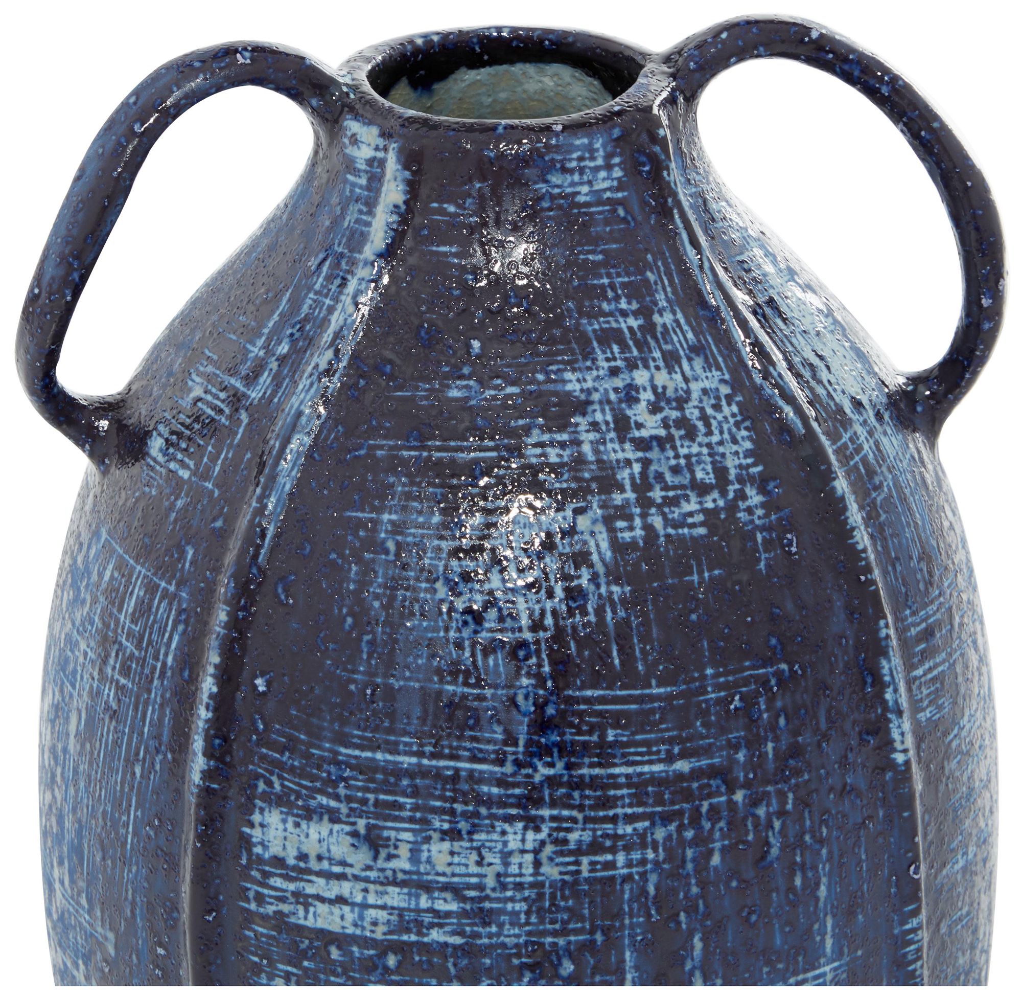 Image 3 Blue Ceramic Contemporary Vase, 6" x 6" x 9" more views