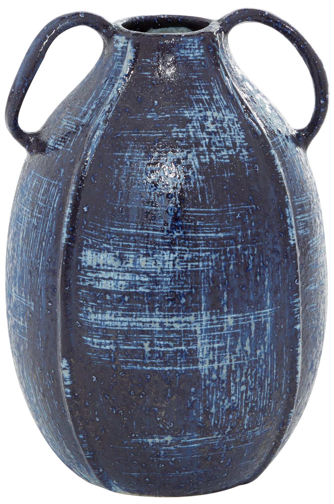 Image 5 Blue Ceramic Contemporary Vase, 6" x 6" x 9" more views