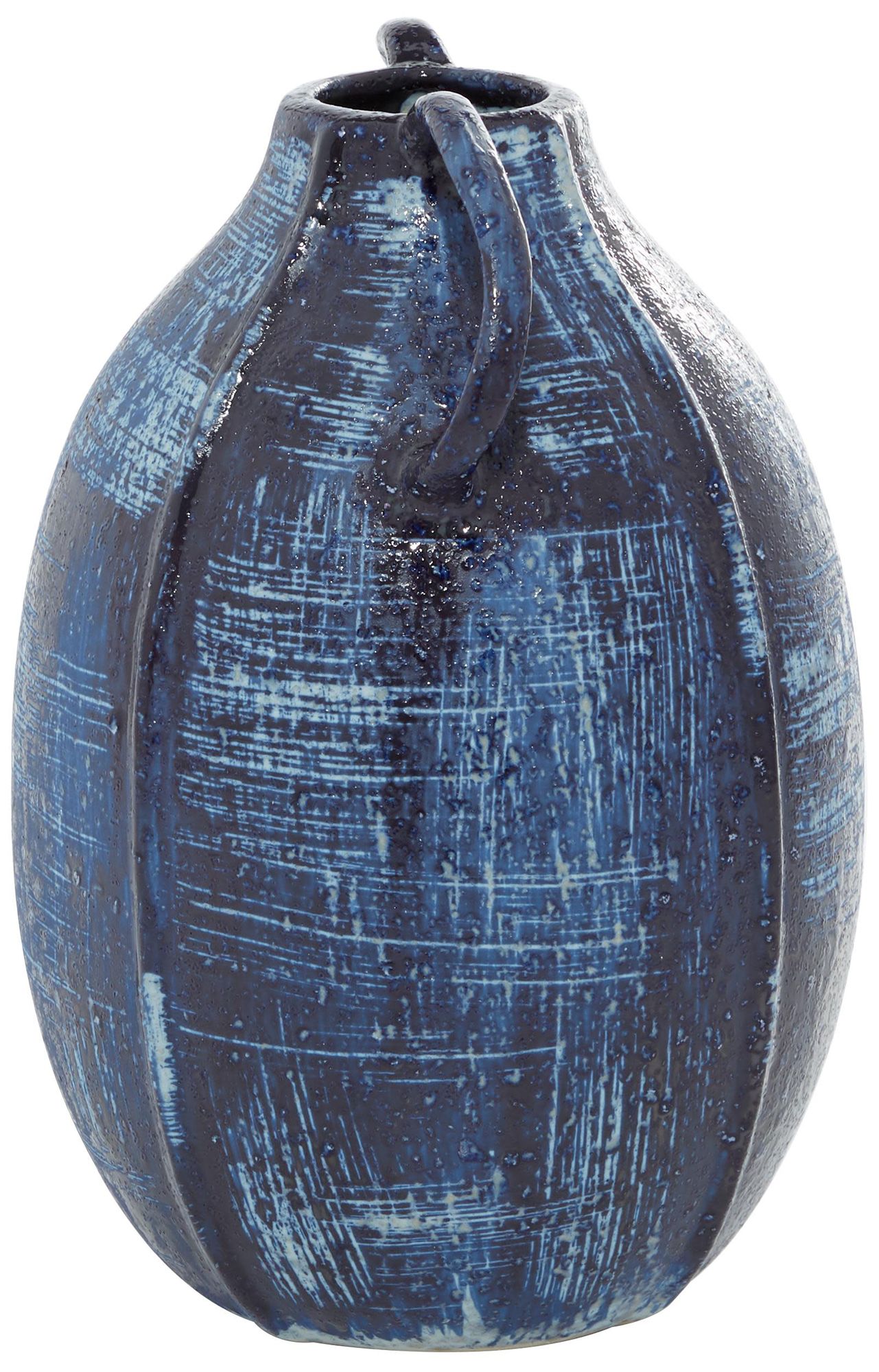 Image 6 Blue Ceramic Contemporary Vase, 6" x 6" x 9" more views