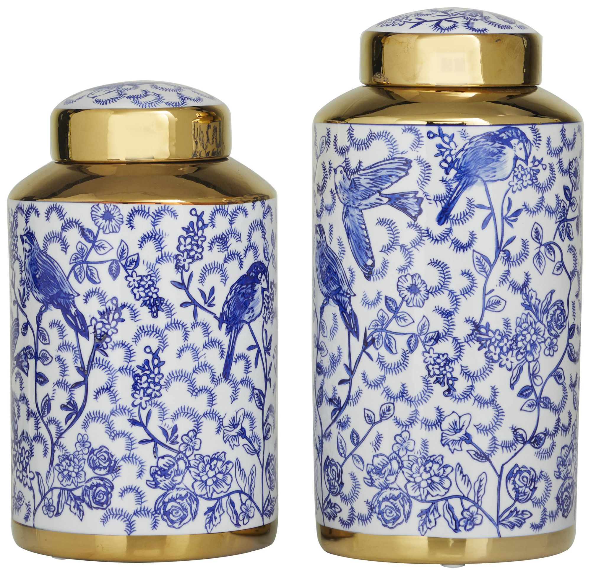 Image 2 Blue Ceramic Modern Decorative Jars, S/2 14", 12"H