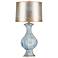 Blue Ceramic Table Lamp with Silver Leaf Shade