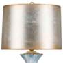 Blue Ceramic Table Lamp with Silver Leaf Shade