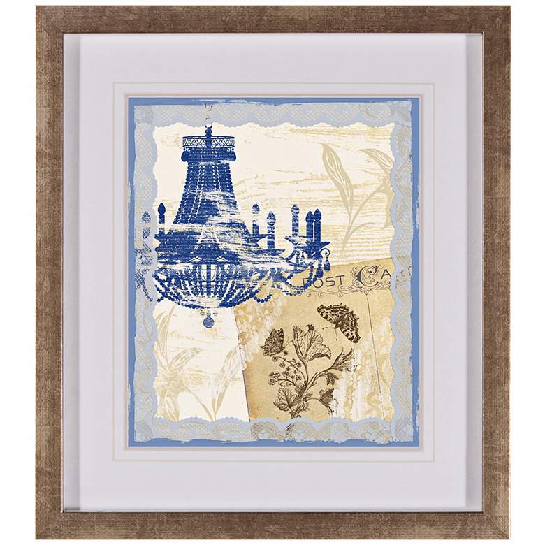 Image 1 Blue Chandelier II 17 1/4" High Framed Wall Art
