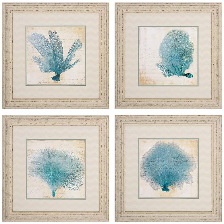 Image 2 Blue Coral 22 inch High 4-Piece Wall Art Set