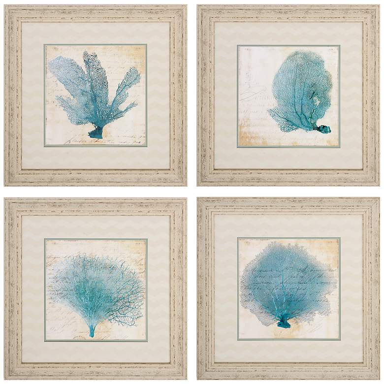 Image 2 Blue Coral 22" High 4-Piece Wall Art Set