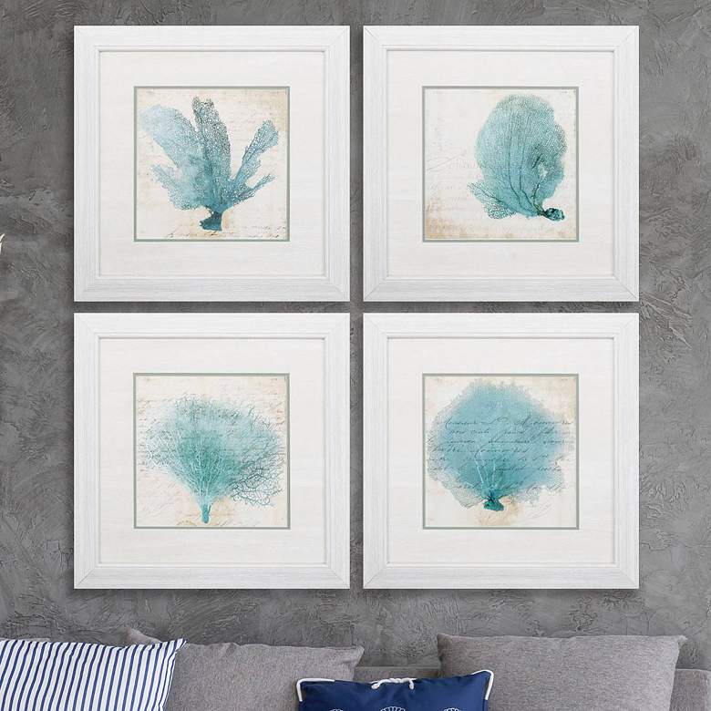 Image 1 Blue Coral 22" High 4-Piece Wall Art Set