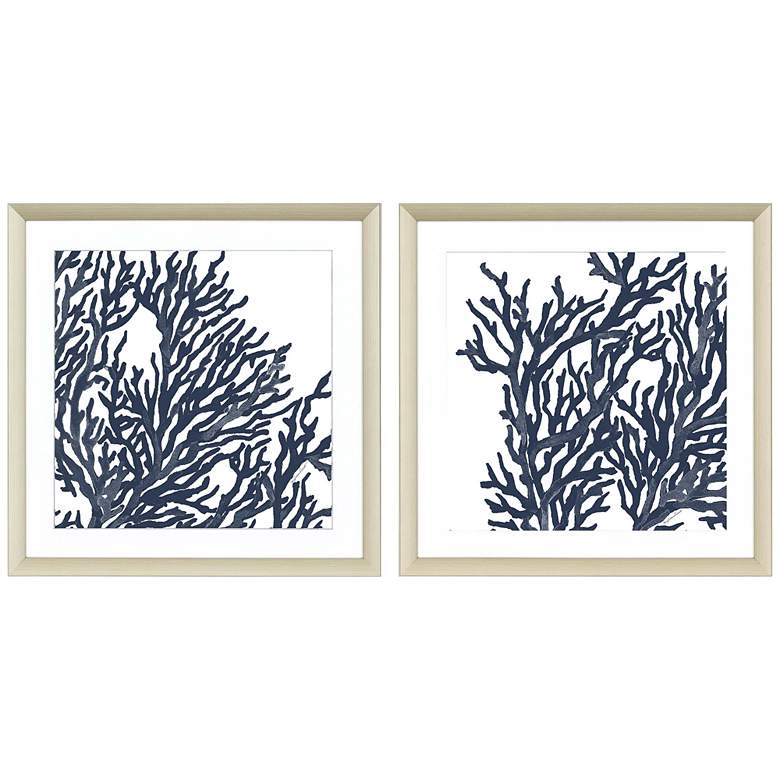 Image 3 Blue Coral I 32" Square 2-Piece Framed Giclee Wall Art Set