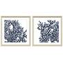 Blue Coral I 32" Square 2-Piece Framed Giclee Wall Art Set 