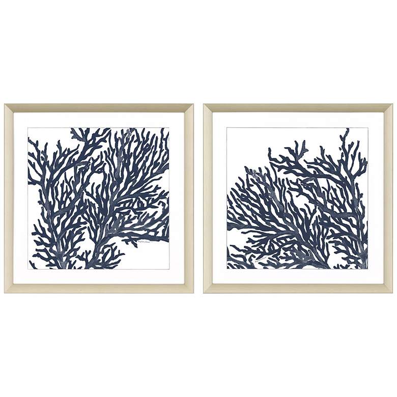 Image 2 Blue Coral II 32" Square 2-Piece Framed Giclee Wall Art Set 