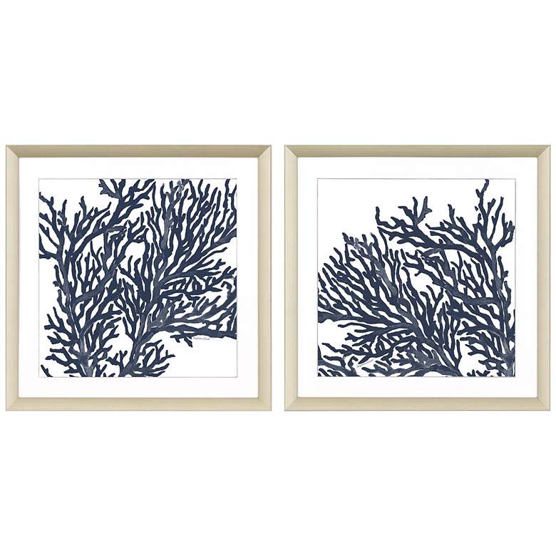 Image 2 Blue Coral II 32" Square 2-Piece Framed Giclee Wall Art Set
