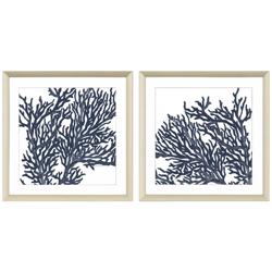 Blue Coral II 32&quot; Square 2-Piece Framed Giclee Wall Art Set