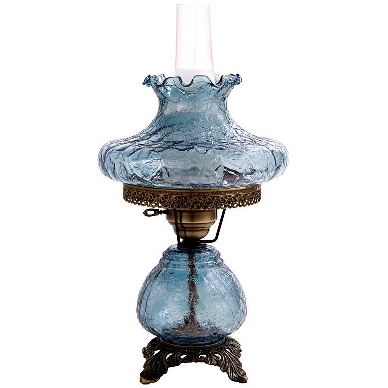 Image 1 Blue Crackle Tamoshanta Night Light Hurricane Table Lamp
