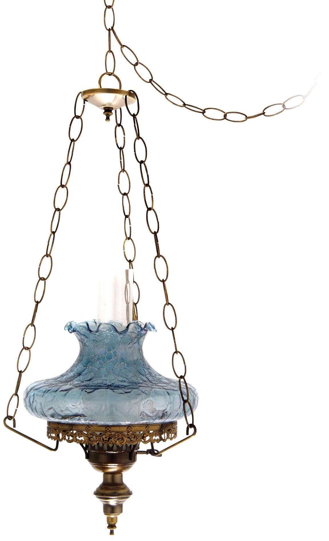 Blue Crackle Tamoshanta Plug-in Swag Chandelier