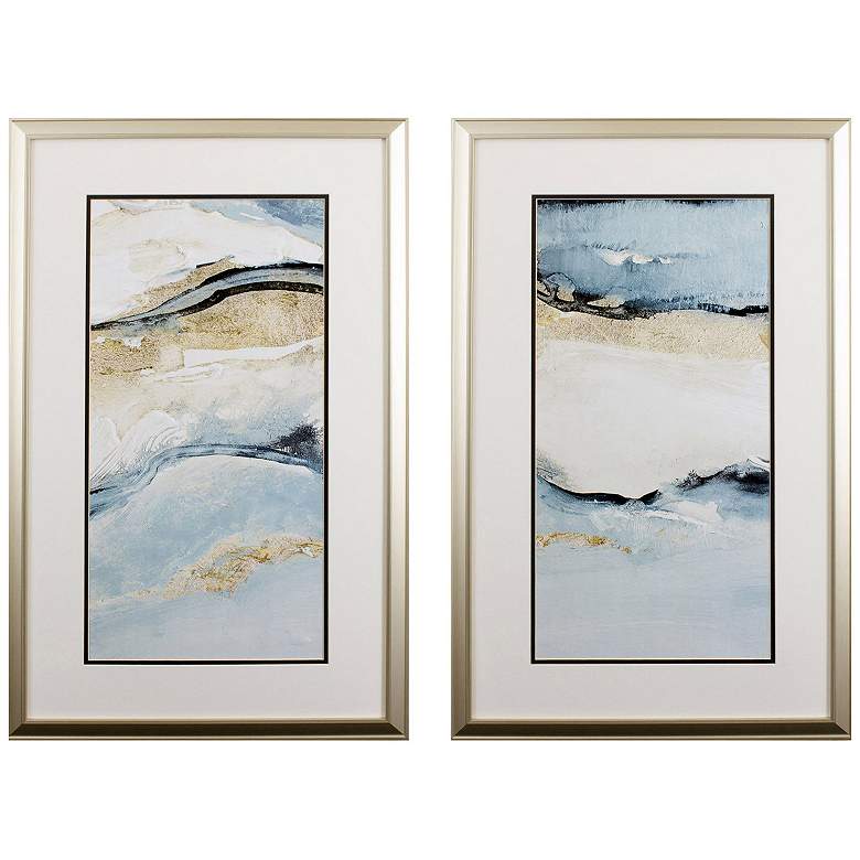 Image 1 Blue Crystalline 20"W x 32"H Framed Art Set of 2