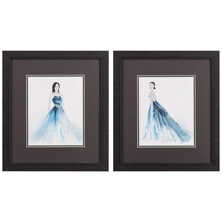Image 2 Blue Dress 17 inch High Rectangular 2-Piece Framed Wall Art Set