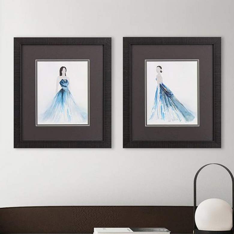 Image 1 Blue Dress 17 inch High Rectangular 2-Piece Framed Wall Art Set