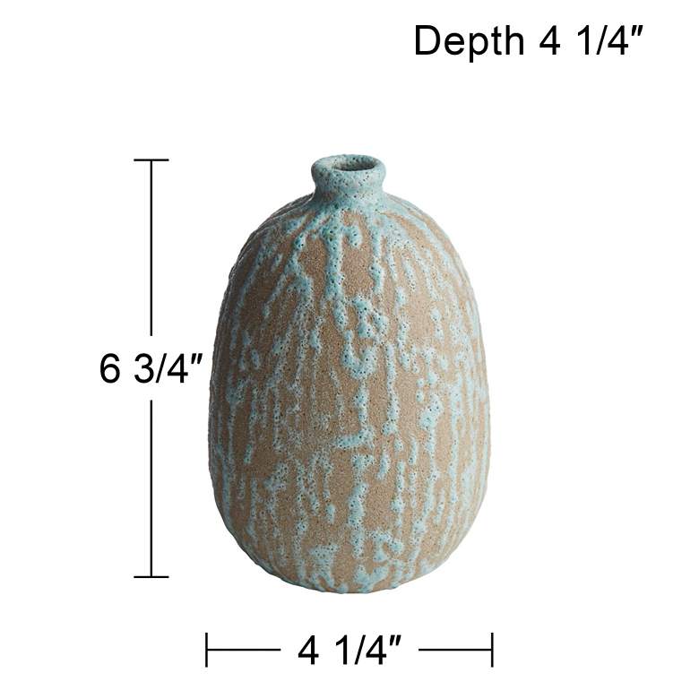 Image 4 Blue Drip Texture 6 3/4 inch High Porcelain Decorative Vase more views
