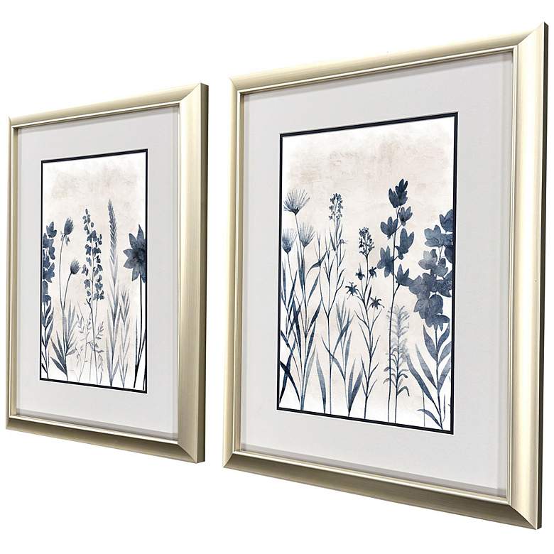 Image 2 Blue Dye 20"W x 26"H Modern Framed Art Set of 2 more views