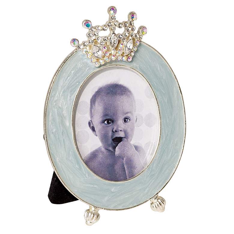 Image 1 Blue Enamel with Jewel Crown Picture Frame