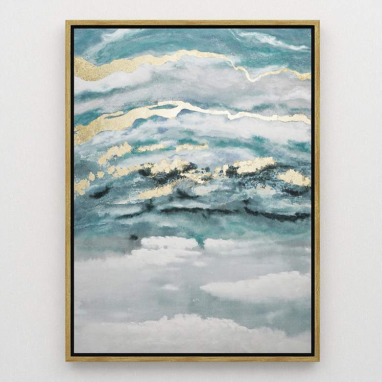 Image 1 Blue Enlarge Slice Geode 48" High Framed Canvas Wall Art