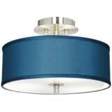 Blue Faux Silk 14&quot; Wide Steel Ceiling Light