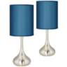 Blue Faux Silk 23 1/2" High Modern Droplet Table Lamps Set of 2