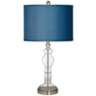 Blue Faux Silk Apothecary Clear Glass Table Lamp