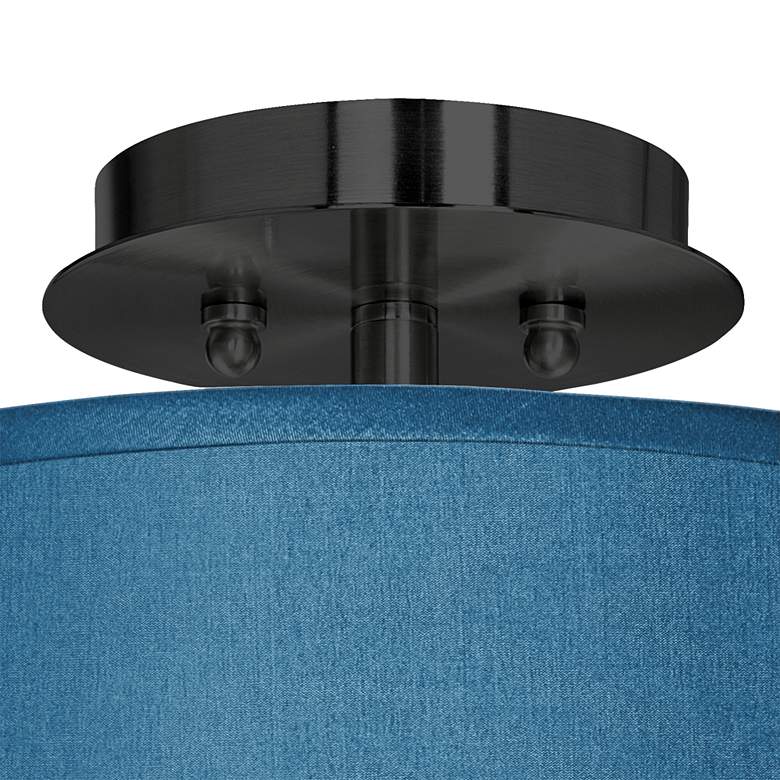 Image 2 Blue Faux Silk Black 14 inch Wide Ceiling Light more views