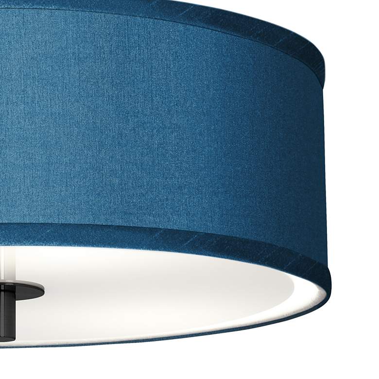 Image 3 Blue Faux Silk Black 14 inch Wide Ceiling Light more views