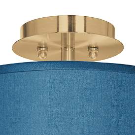 Image2 of Blue Faux Silk Gold 14" Wide Ceiling Light more views