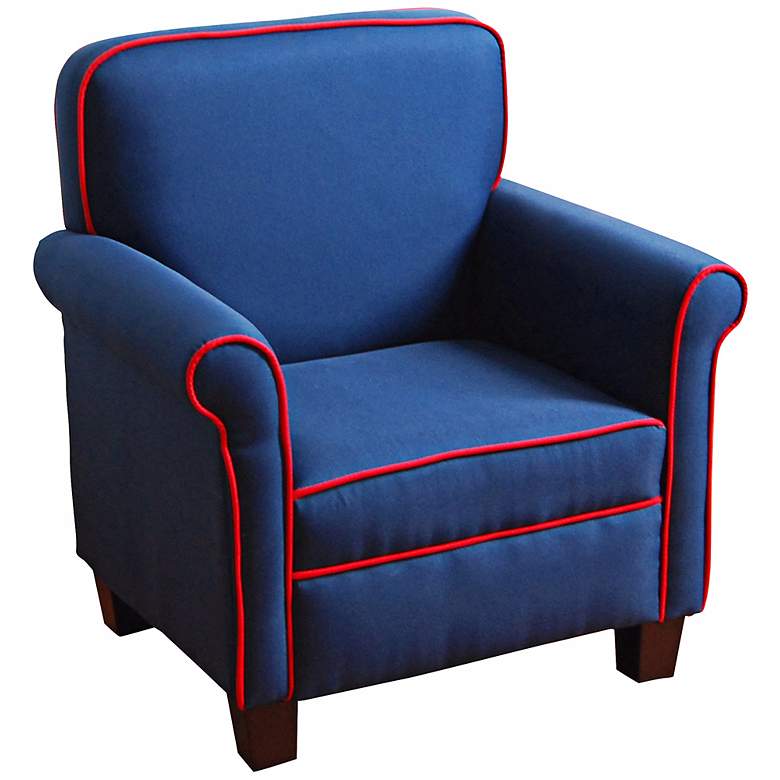Image 1 Blue Field Kids Armchair with Red Welt Trim