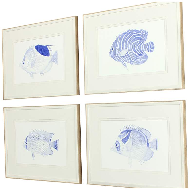 Image 5 Blue Fish 28" Wide 4-Piece Giclee Framed Wall Art Set more views