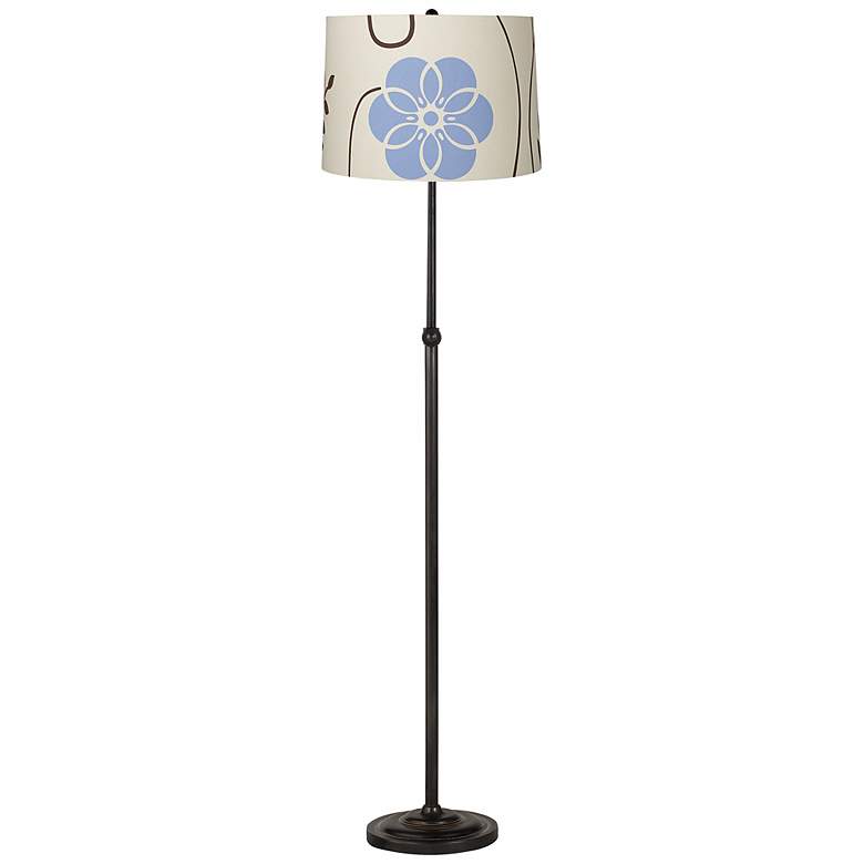 Image 1 Blue Floral Bronze Adjustable Floor Lamp