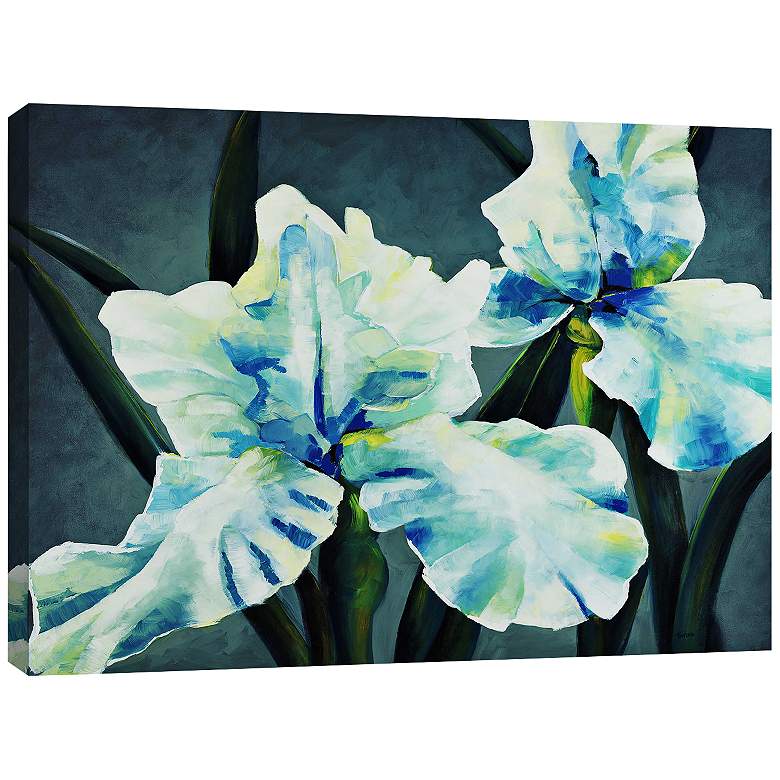 Image 1 Blue Floral Burst 40 inch Wide Canvas Wall Art