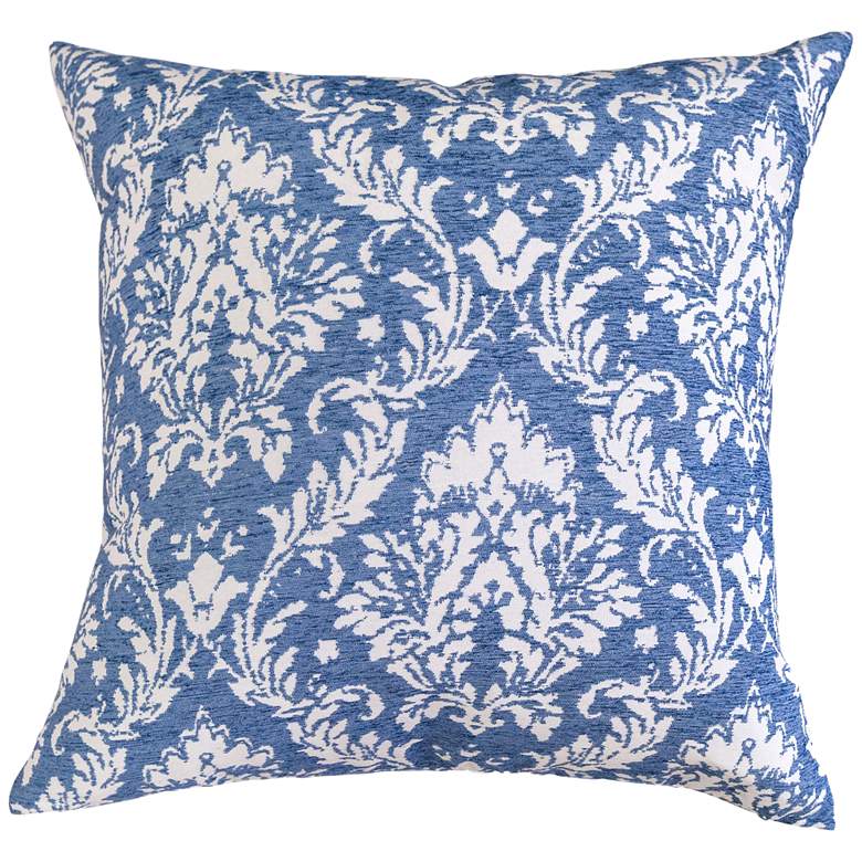 Blue Floral Chenille Jacquard 24&quot; Square Decorative Pillow