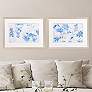 Blue Floral Cluster 26"W 2-Piece Printed Framed Wall Art Set in scene