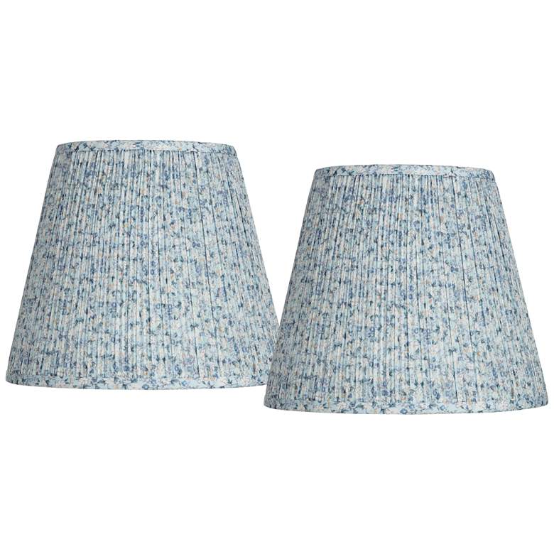 Image 1 Blue Floral Set of 2 Pleated Empire Shades 8x13x11 (Spider)