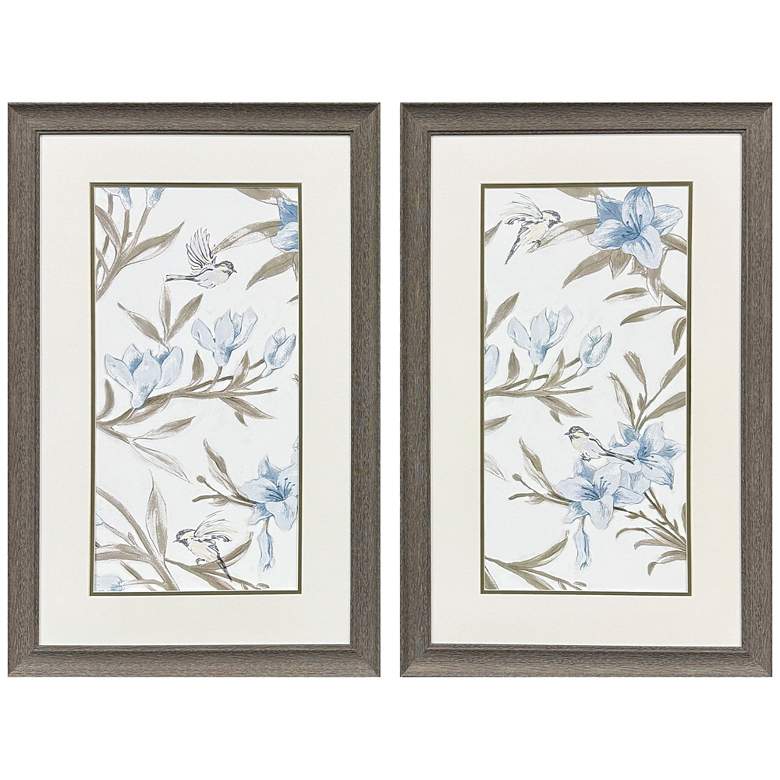 Image 1 Blue Flower Beauty 21"W x 33"H Modern Framed Art Set of 2