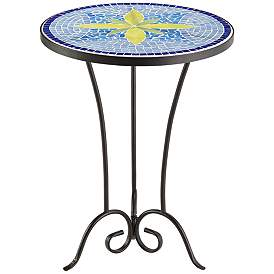 Image2 of Blue Flower Mosaic Outdoor Accent Table