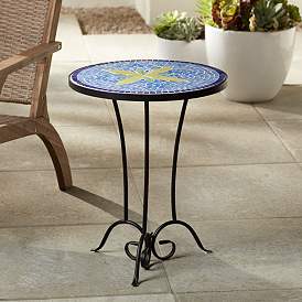 Image1 of Blue Flower Mosaic Outdoor Accent Table