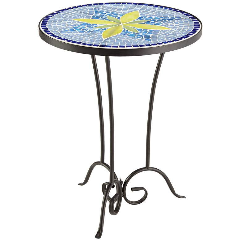 Image 5 Blue Flower Mosaic Outdoor Accent Table more views