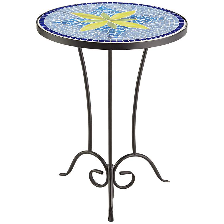 Image 6 Blue Flower Mosaic Outdoor Accent Table more views